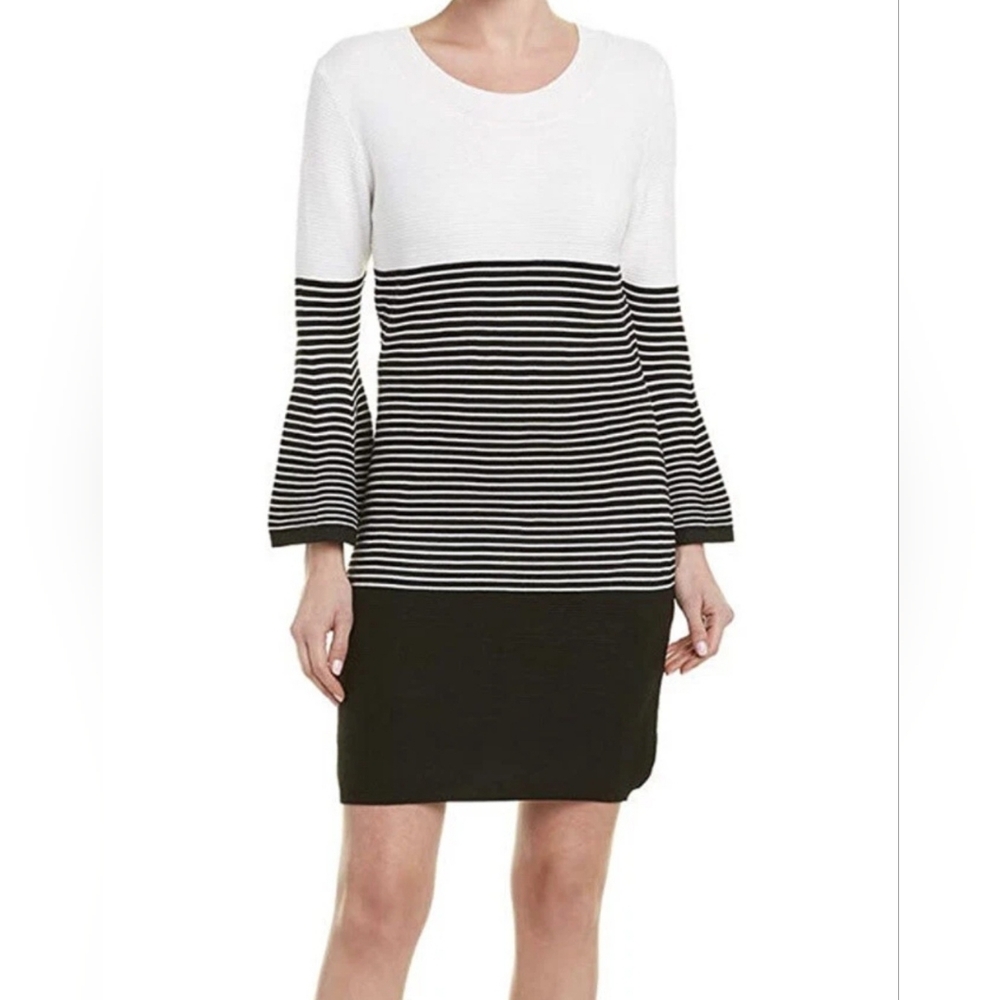 Jack by BB Dakota Monochrome Striped Long Sleeve Dress